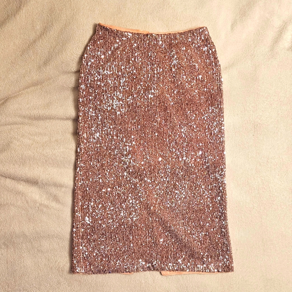 Vineyard Vines Rose Gold Sequin Embellished Skirt XS NWT